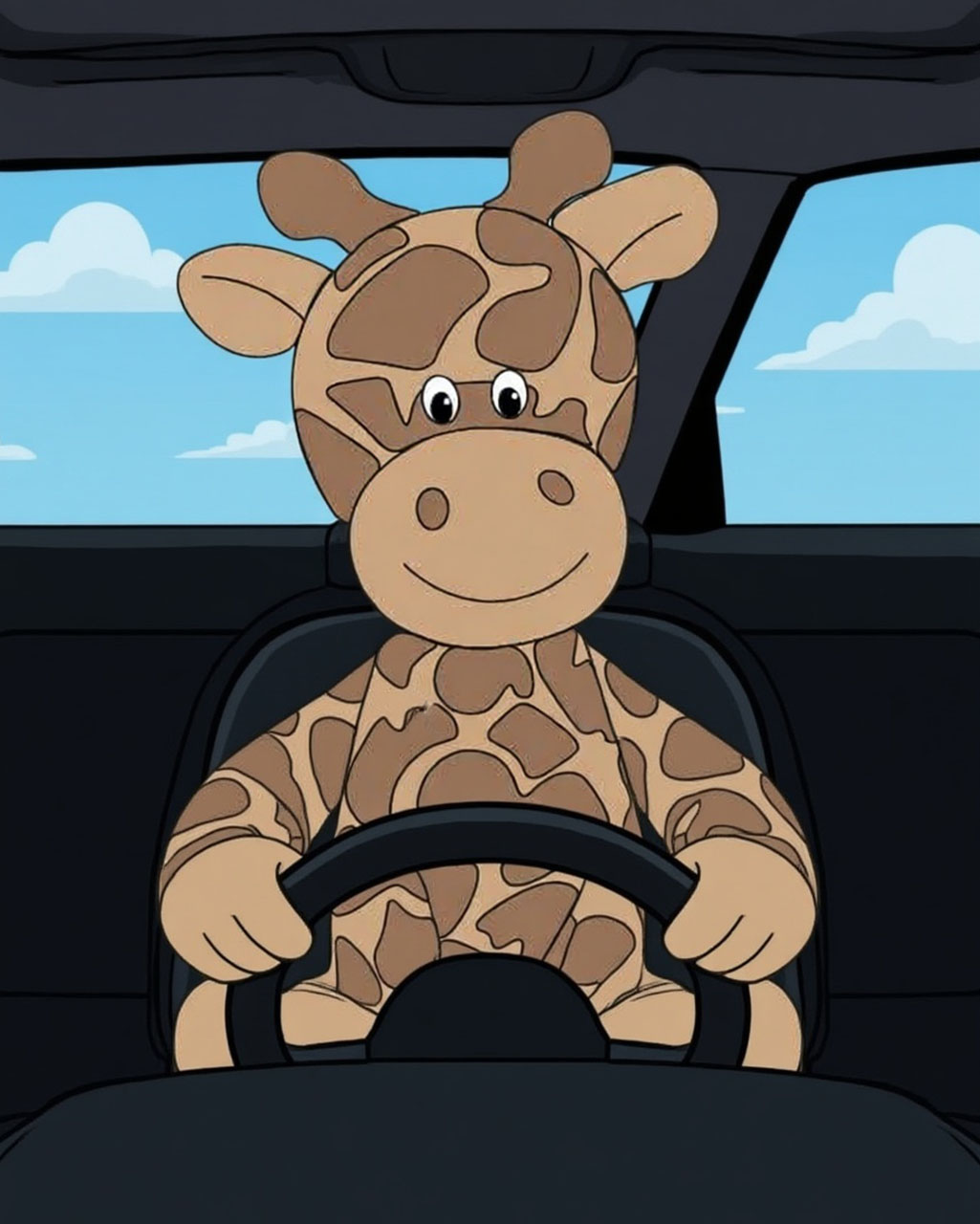 Giraffe in car